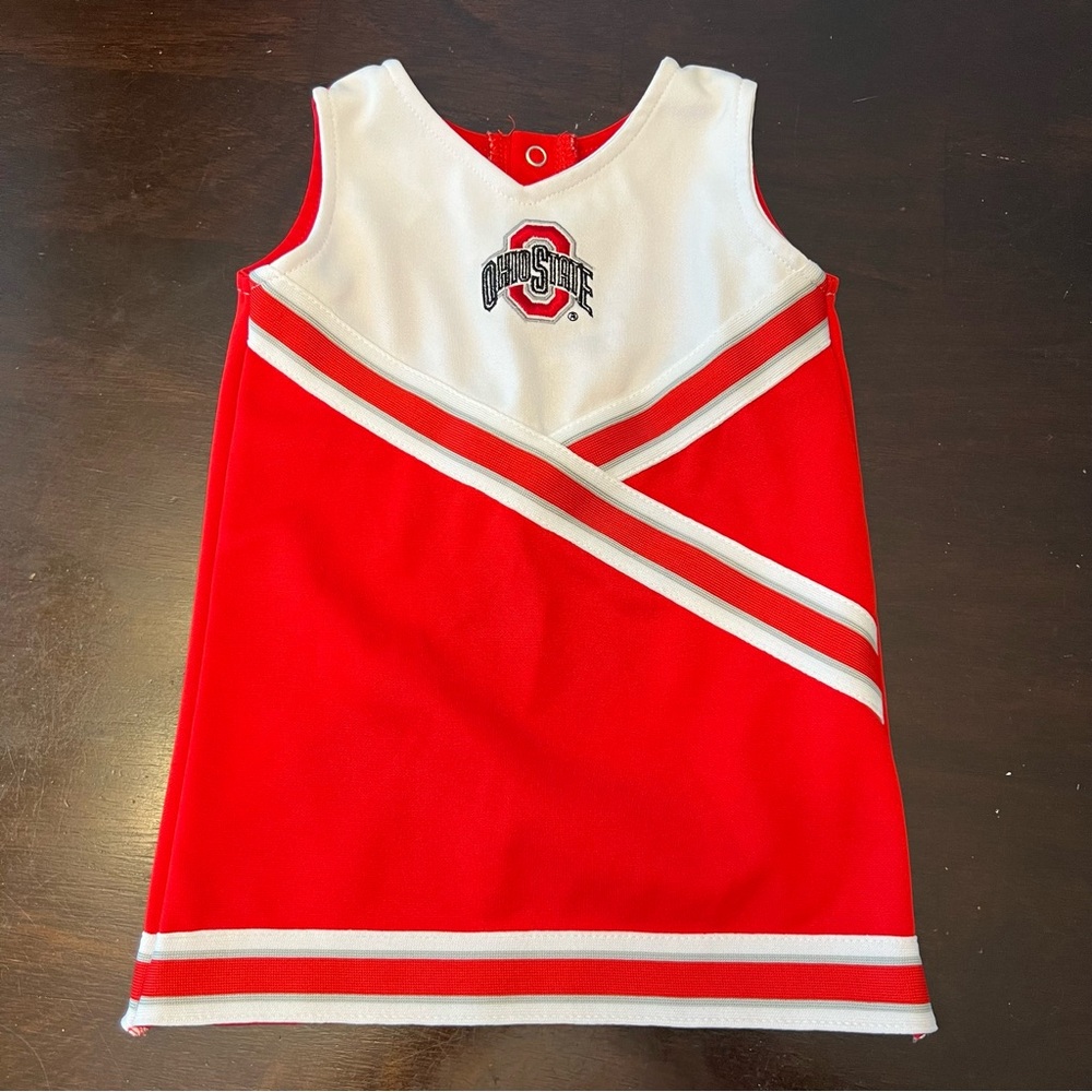 Ohio State Buckeyes Cheer Dress Scarlet Girls 12 Months Embroidered Stripes